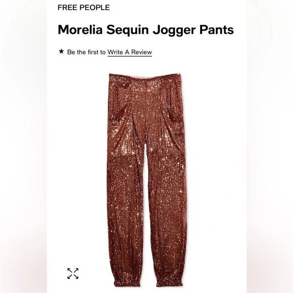 Free People Morelia Sequin Jogger Pants in Bronze size small - Picture 3 of 16